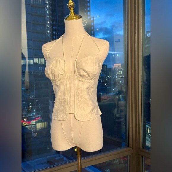 🆕 CULT GAIA 🧿 NWOT Off-White Habana Strappy Corset Zip Top, Sz US 10 - Picture 6 of 16